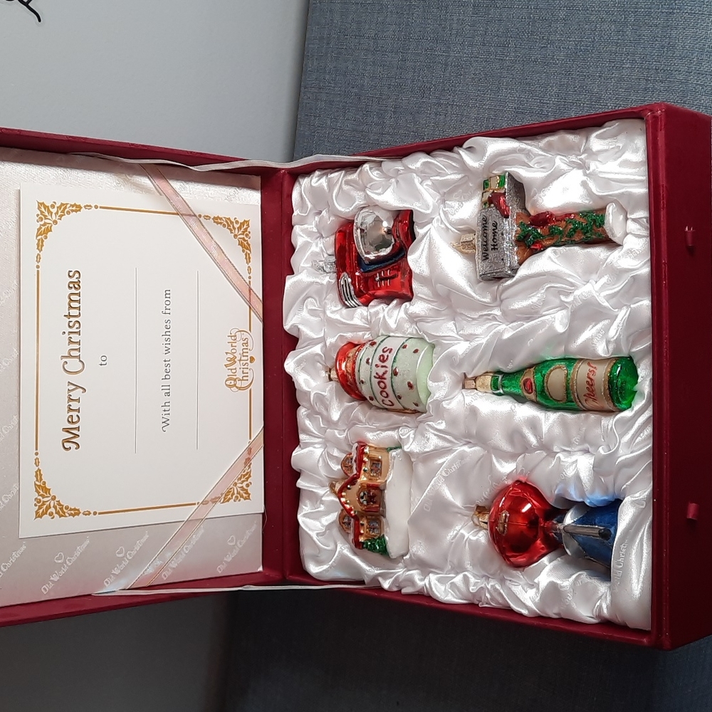 Housewarming Gift Set 6 Glass Ornaments Old World Christmas Retired NIB